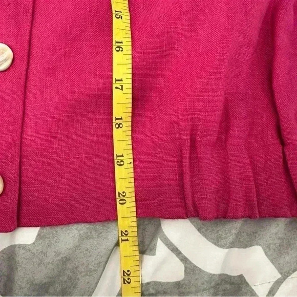 Stephanie Andrews Women’s Vintage Hot Pink Linen Cropped Bomber Jacket US Size 9 - Picture 10 of 13